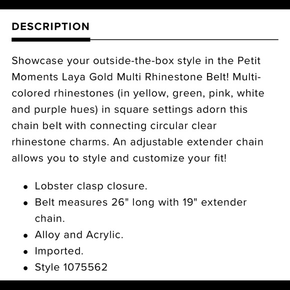 Laya Gold Multi Rhinestone Belt - Picture 4 of 4